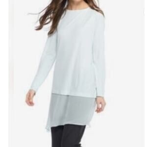 Eileen Fisher Womens 100% Silk Bateau Neck Asymmetrical Hem Tunic Size L